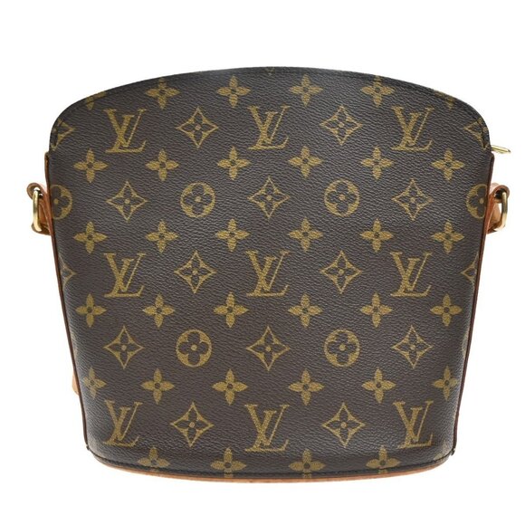 LOUIS VUITTON Logo Drouot Shoulder Bag Monogram Leather Brown - Picture 3 of 16